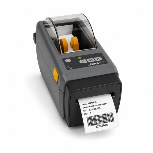 Impresora Zebra ZD411 ZD4A023-D0EE00EZ imprimiendo una etiqueta de código de barras