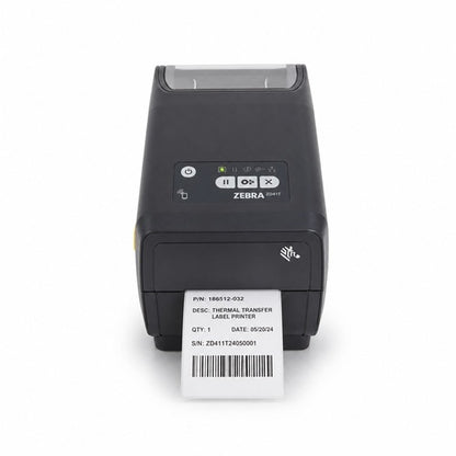 Impresora Zebra ZD411T ZD4A022-T0EX02EZ imprimiendo una etiqueta de código de barras