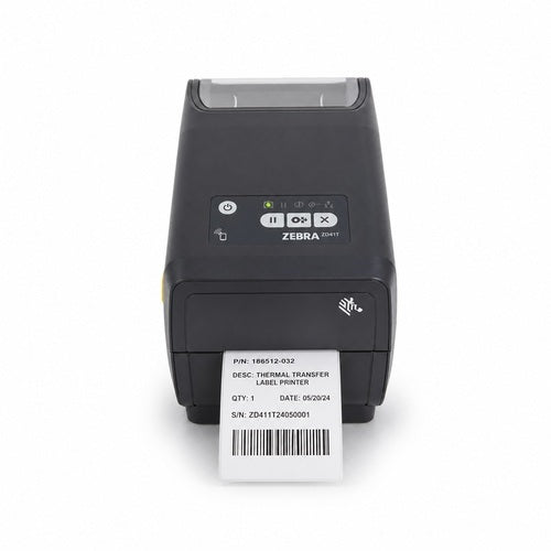 Impresora Zebra ZD411T ZD4A022-T0EX02EZ imprimiendo una etiqueta de código de barras