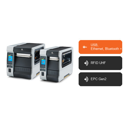 Características de la impresora de etiquetas Zebra ZT620 ZT62063-T0E01C0Z: USB, Ethernet, Bluetooth +3, RFID UHF, EPC Gen2