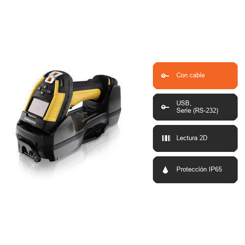 Características del lector de códigos de barras Datalogic PD9630 PD9630-SR: Con cable, USB, Serie (RS-232), Lectura 2D, Protección IP65