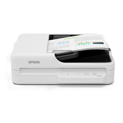Detalle del lector de códigos de barras Epson DS-1730 con su zona de trabajo