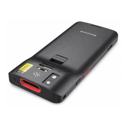 Detalle del terminal de mano Honeywell CT37 negro con su zona de trabajo