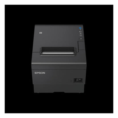 Detalle de la impresora de etiquetas Epson TM-T88VII negro con su zona de trabajo
