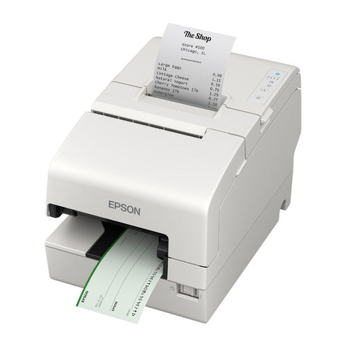 Detalle de la impresora de etiquetas Epson H6000VI con su zona de trabajo