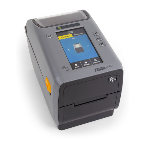 Detalle de la impresora de etiquetas Zebra ZD611 con su zona de trabajo