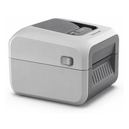 Detalle de la impresora de etiquetas Honeywell PC41E con su zona de trabajo