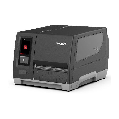 Detalle de la impresora de etiquetas Honeywell PM45 con su zona de trabajo