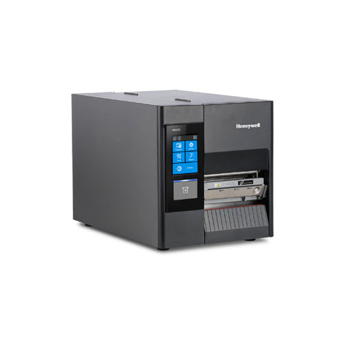 Detalle de la impresora de etiquetas Honeywell PD45S con su zona de trabajo