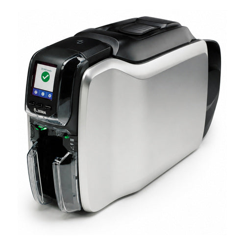 Detalle de la impresora de etiquetas Zebra ZC300PRINTDUALSIDED con su zona de trabajo