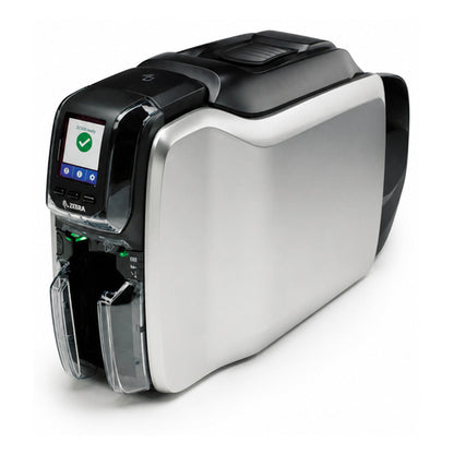 Detalle de la impresora de etiquetas Zebra ZC300PRINTDUALSIDED con su zona de trabajo