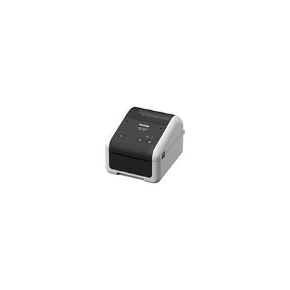 Detalle de la impresora de etiquetas Brother TD-4520DN con su zona de trabajo