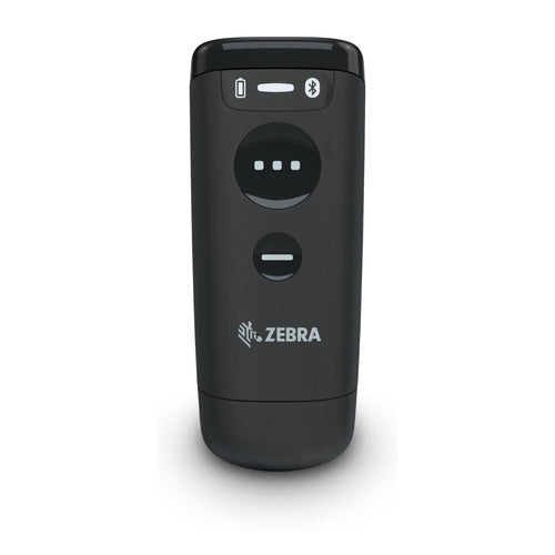 Detalle del lector de códigos de barras Zebra CS6080 negro con su zona de trabajo