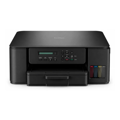 Detalle de la impresora de etiquetas Brother DCP-T580DW con su zona de trabajo