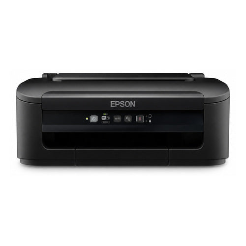 Detalle de la impresora de etiquetas Epson WF-2110W con su zona de trabajo
