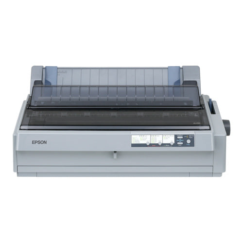 Detalle de la impresora de etiquetas Epson LQ-2190 con su zona de trabajo