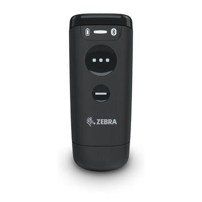 Detalle del lector de códigos de barras Zebra CS6080 negro con su zona de trabajo