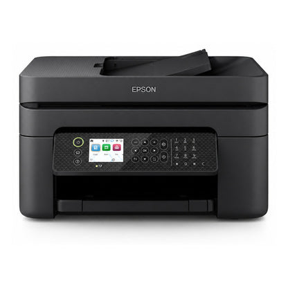 Detalle de la impresora de etiquetas Epson WF-2950DWF con su zona de trabajo