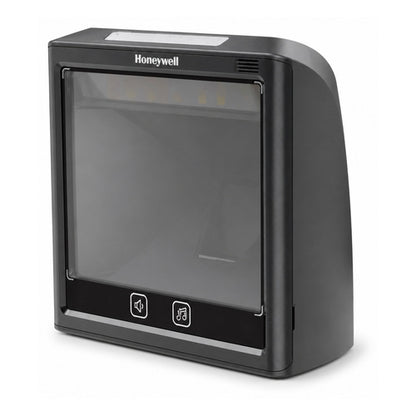 Detalle del lector de códigos de barras Honeywell SOLARIS XP con su zona de trabajo