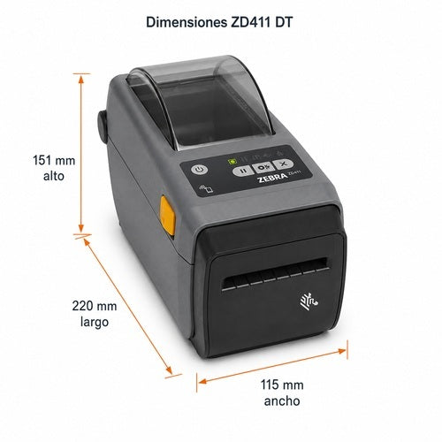 Medidas de la Zebra ZD411 DT ZD4A023-D0EE00EZ: 220 x 115 x 151 mm