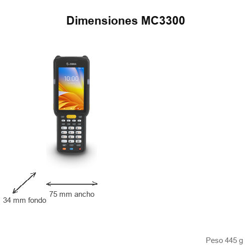 Detalle del terminal de mano Zebra MC3300 con su zona de trabajo