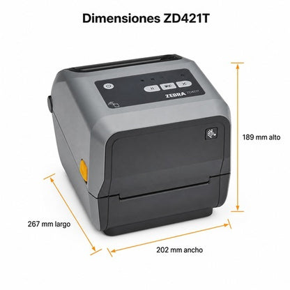 Medidas de la Zebra ZD421T ZD4A043-30EM00EZ: 267 x 202 x 189 mm
