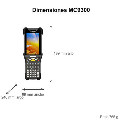 Detalle del terminal de mano Zebra MC9300 con su zona de trabajo
