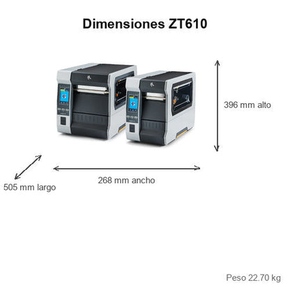 Detalle de la impresora de etiquetas Zebra ZT610 con su zona de trabajo