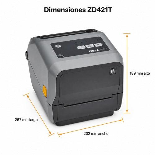Medidas de la Zebra ZD421T ZD4A042-30EE00EZ: 267 x 202 x 189 mm