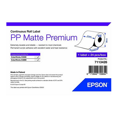 Epson Etiqueta multipropósito - PP mate preimpresa continua - SKU: 7113426