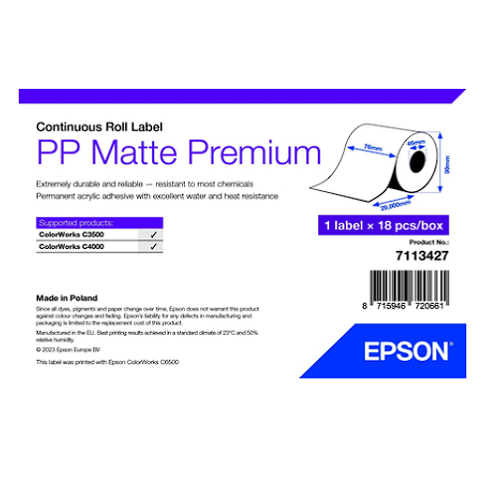Epson Etiqueta multipropósito - PP mate prem continuo - SKU: 7113427