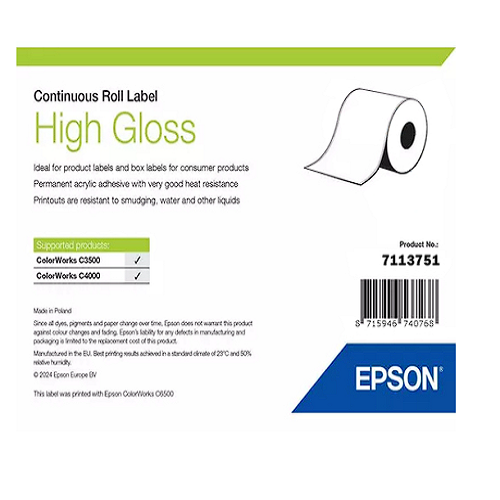 Epson Etiqueta multipropósito - Etiqueta brillante continua 76 mm x 33 m - SKU: 7113751