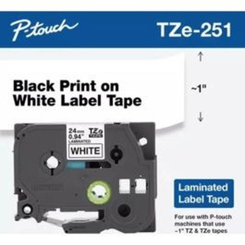 Cinta para etiquetas - TZE-325 CINTA LAMINADA 9MM 8M BLANCO SOBRE NEGRO - SKU:TZE325