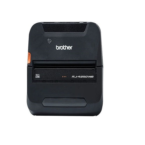 Vista frontal de la impresora móvil Brother RJ-4230B (4″ / 203 dpi)