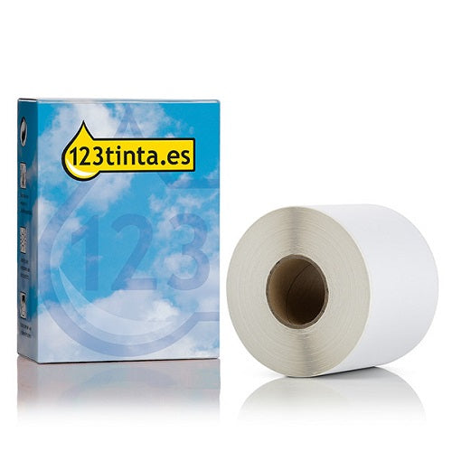 Caja de 123tinta.es y rollo de etiquetas blanco. PROJIT, tienda de electrónica y sus consumibles.