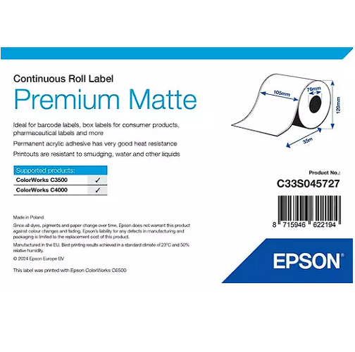 tiqueta Epson multipropósito continua 105mm C33S045727
