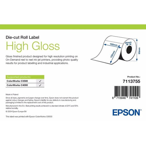 Etiqueta Epson brillante para identificación de envíos y clasificación de mercancía SKU 7113755 en logística projit.es