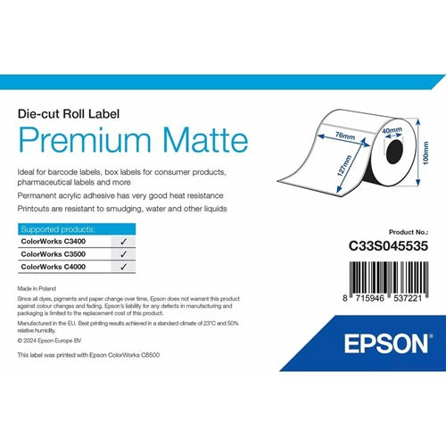 Etiqueta Epson mate premium para identificación de paquetes y expediciones SKU C33S045535 en operaciones logísticas projit.es