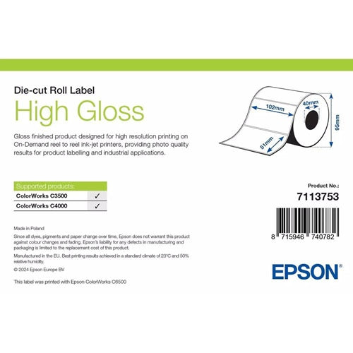 Etiqueta Epson brillo alto para identificación de envíos y referencias SKU 7113753 optimizada para almacén projit.es