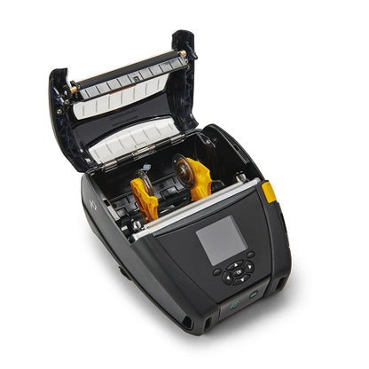 Interior de la Zebra ZQ630 Plus mostrando mecanismo de carga de rollo