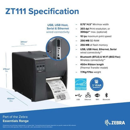 Impresora térmica directa Zebra ZT111 ZT11142-D0E000FZ projit.es