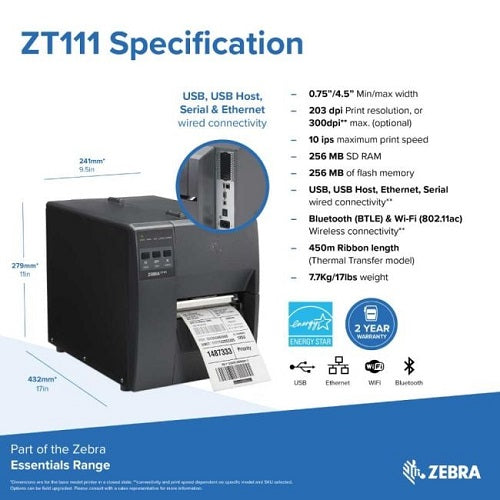 Impresora térmica directa Zebra ZT111 ZT11142-D0E000FZ projit.es